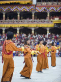 Dancers in Traditional Costume, Autumn Tsechu (Festival) at Trashi Chhoe Dzong, Bhutan, Asia Photographic Print by Christian Kober