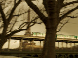 Eiffel Tower and Metro Train on Pont De Bir-Hakeim, Paris, France, Europe Photographic Print