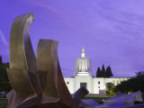 Fountain and State Capitol Building in Salem, Oregon, United States of America, North America Photographic Print by Richard Cummins