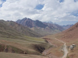 Border Road Between Tajikistan and Kyrgyzstan in Mountains, Near Sary Tash, Kyrgyzstan, Asia Photographic Print by Michael Runkel