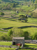 Traditional Barns and Dry Stone Walls in Swaledale, Yorkshire Dales National Park, England Photographic Print by John Woodworth
