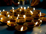 Deepak Lights (Oil and Cotton Wick Candles) Lit to Celebrate the Diwali Festival, India Photographic Print by Annie Owen