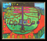 Three-Eyed Green Buddha with Hat, c.1963 Prints by Friedensreich Hundertwasser