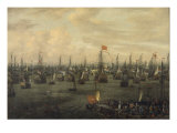 The Departure of William of Orange from Briel, 1688 reproduction procédé giclée par Abraham Storck