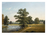 Landscape with Figures walking in a Park Giclee Print by John Knox
