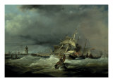 An American Packet running for Swansea Harbour Giclee Print by George Chambers
