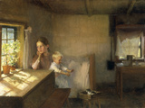 A Woman and Child in a Sunlit Interior, 1889 Giclee Print by Albert Edelfelt