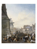 Rome, the Plazza de Popolo with a Shoemaker and other Figures Giclee Print by Johannes Lingelbach