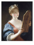 A Young Girl Looking in a Mirror Giclee Print by Jean Raoux