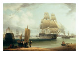 H.M.S. Victory and H.M.S. Prince in Portsmouth Harbour reproduction procédé giclée par William Anderson