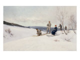 Skiing in Norway Giclee Print by Axel Ender