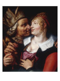 The Ill-Matched Couple: An Old Man offering Gold to a Young Woman Giclee Print by Hendrick Goltzius