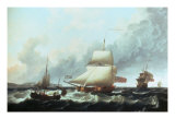 A Ketch-Rigged Royal Yacht in a Fresh Breeze off Dover, 1754 Lámina giclée por Charles Brooking