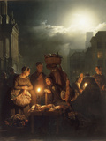 The Poultry Stall in Antwerp at Night Giclee Print by Petrus Van Schendel