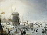 A Winter's Landscape with Skaters reproduction procédé giclée par Hendrik Avercamp