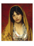 Young Girl with Veil, 1882 Giclee-trykk av Eugen Von Blaas Young Girl with Veil, 1882 Giclee-trykk av Eugen Von Blaas