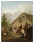 A Village Scene with Peasants Dancing reproduction procédé giclée par Nicolas Louis Albert Delerive