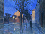 A Street at Night Giclee Print by Aron Gerle
