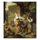 A Flower Seller setting off for Market Giclee Print by Jean-Baptiste Huet