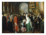 On Ferme, 1847 (The annual Paris Salon in the Palais du Louvre) Giclee-trykk av Francois Auguste Biard