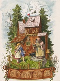 Hansel and Gretel Outside the Gingerbread House Giclee Print by Ludwig Richter