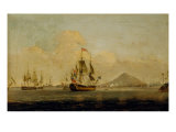 British Men of War off an Island in the Dutch East Indies Giclee Print by Dominic Serres