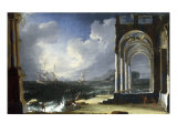 A Capriccio View with Classical Ruins by the Sea Giclee Print by Leonardo Coccorante
