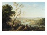 Landscape with Figures above a River Valley Lámina giclée por Thomas Jones