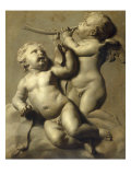 Two Putti Making Music Giclee Print by Marten Jozef Geeraerts