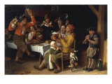 An Interior with Peasants Singing and Dancing Around a Table, 1681 reproduction procédé giclée par Lambert Doomer