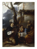 A Lutenist with Figures Drinking at a Table Giclee-trykk av Sebastien Bourdon