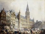 L'Hotel de Ville, Brussels Giclee Print by Samuel Prout