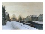 Along the Canal in Winter Giclee Print by Johannes Karel Christian Klinkenberg