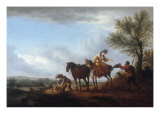 A Lady on Horseback Giving Alms to a Beggar, 1819 Giclee Print by Johann Georg Danner