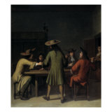 Interior with Cavaliers Smoking Giclee-trykk av Job Adriaensz Berckheyde Interior with Cavaliers Smoking Giclee-trykk av Job Adriaensz Berckheyde
