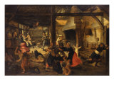 Bandits Attacking a Peasant Family in an Interior reproduction procédé giclée par Sebastian Vrancx