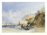 Fishermen Casting off on the Banks of an Italian Lake, 1841 Giclee Print by William Callow