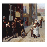Outside the Lottery, Copenhagen, 1836 Giclee Print by Julius Friedlander