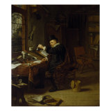 Interior with a Scientist Giclee Print by Michiel Van Musscher