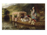 Reflections, 1873 (Ladies in a boat) Giclee-trykk av Thomas Brooks Reflections, 1873 (Ladies in a boat) Giclee-trykk av Thomas Brooks
