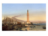 A View of the Lighthouse of Santa Lucia, Naples Giclee Print by Ippolito Caffi
