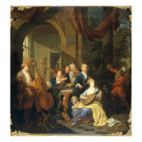 Figures on a Terrace Playing Music reproduction procédé giclée par Joseph Van Aken