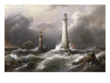 H.M.S. 'Lord Warden' off the Eddystone Lighthouses, 1882 Giclee-trykk av Richard Bridges Beechey