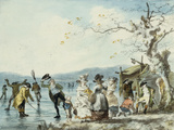 Skaters on the Serpentine, Hyde Park, London, 1786 reproduction procédé giclée par Julius Caesar Ibbetson