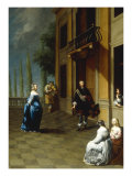 Elegant Figures with a Lady and a Gentleman Dancing on a Terrace Giclee Print by Hieronymus Janssens