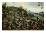 Peasants dancing around a Maypole reproduction procédé giclée par Pieter Bruegel the Younger