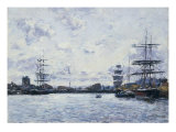 Deauville, Le Bassin a Maree Haute Giclee Print by Eugene Boudin