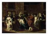 Masked Ball with Ladies and Gentlemen in Carnival Costume, Grand Hall of Ridotto in Palazzo Dandalo Giclee Print by Giovanni Antonio Guardi