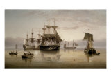Men-of-War and other Shipping Anchored in a Calm, 1885 reproduction procédé giclée par Henry Redmore