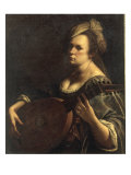 A Portrait of a Woman playing the Lute, possibly a Self-Portrait of the Artist, c.1615 Giclée-Druck von Artemisia Gentileschi